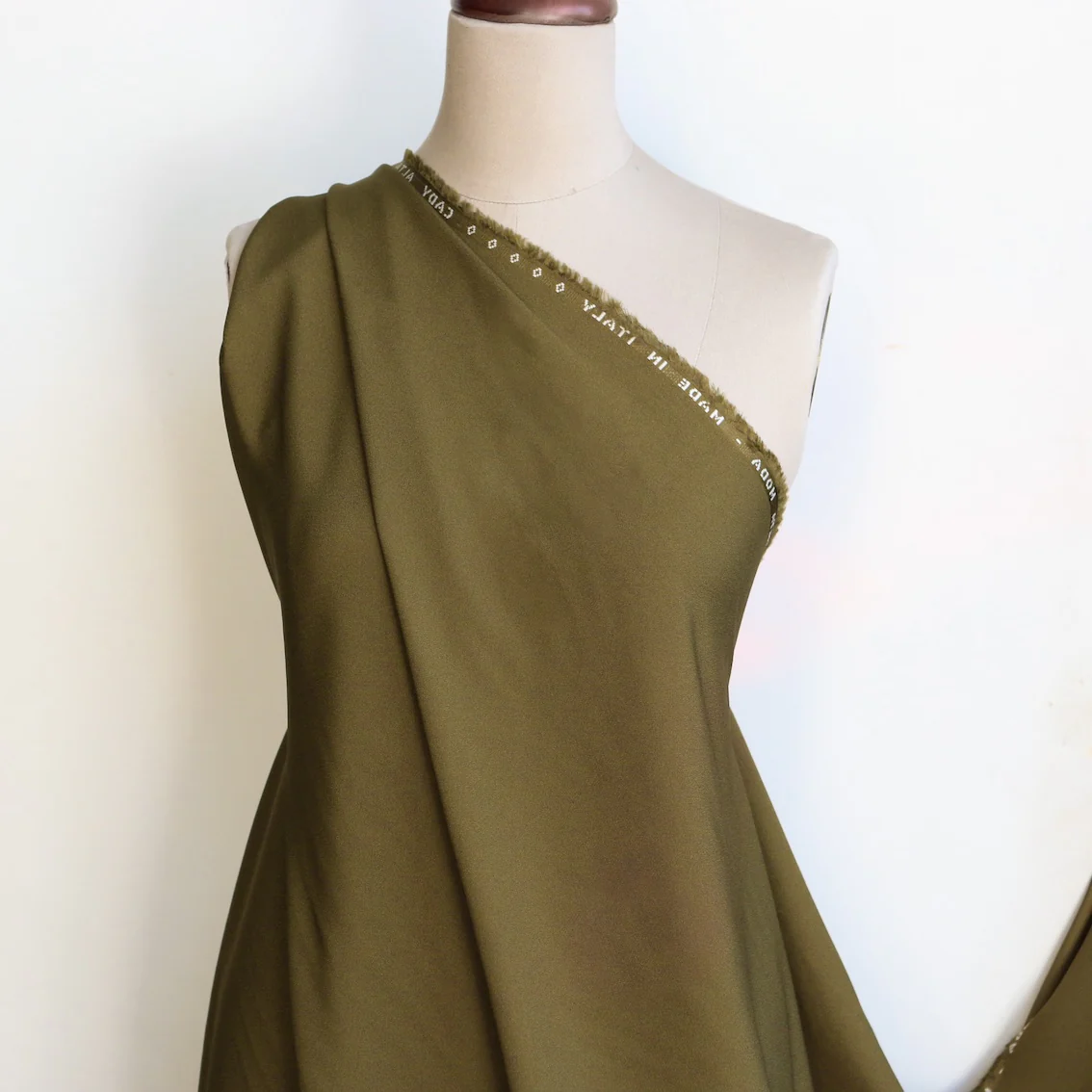 Cady Golden Olive Satin Backed Crepe - Image 5