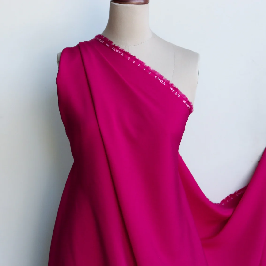 Cady Raspberry Satin-Backed Crepe - Image 5