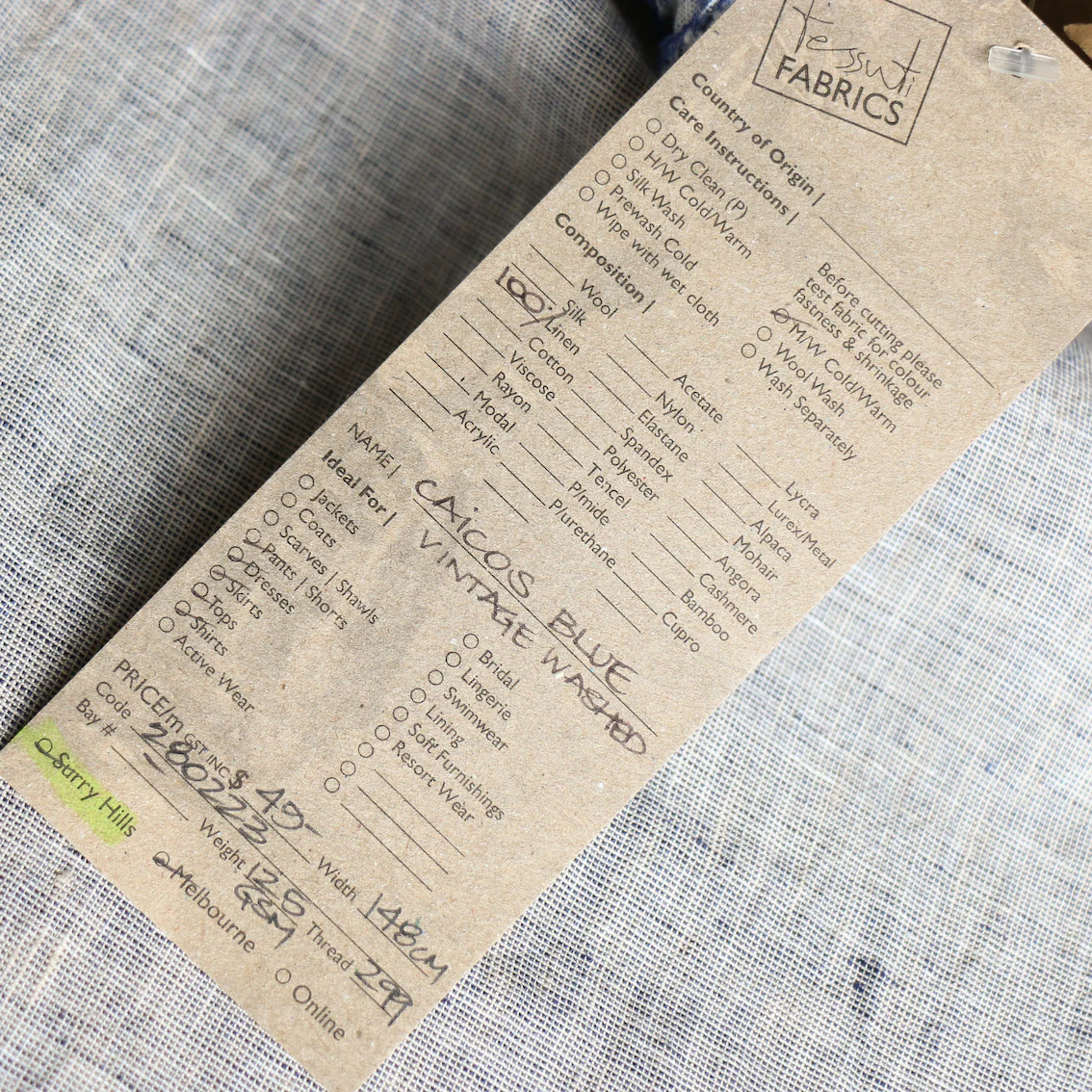 Caicos Blue Vintage Washed Linen - Image 3