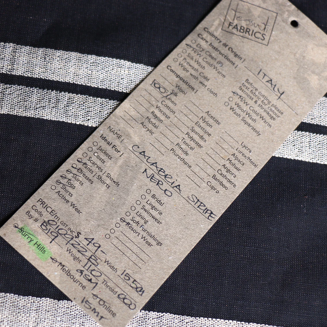 Calabria Stripe Nero Linen - Image 4