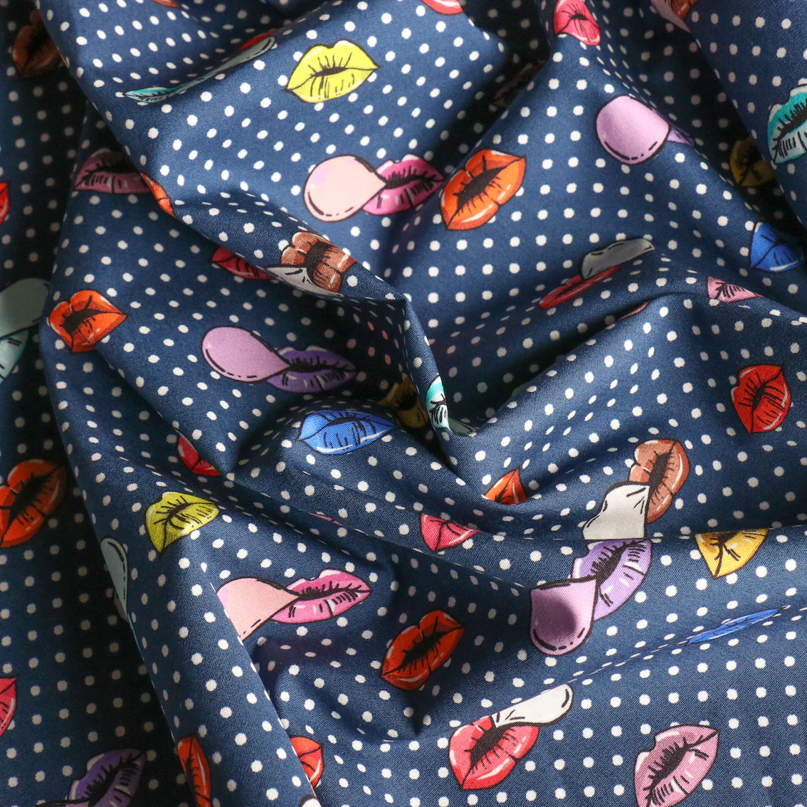 Candy Navy/Spot Cotton Shirting - Image 2
