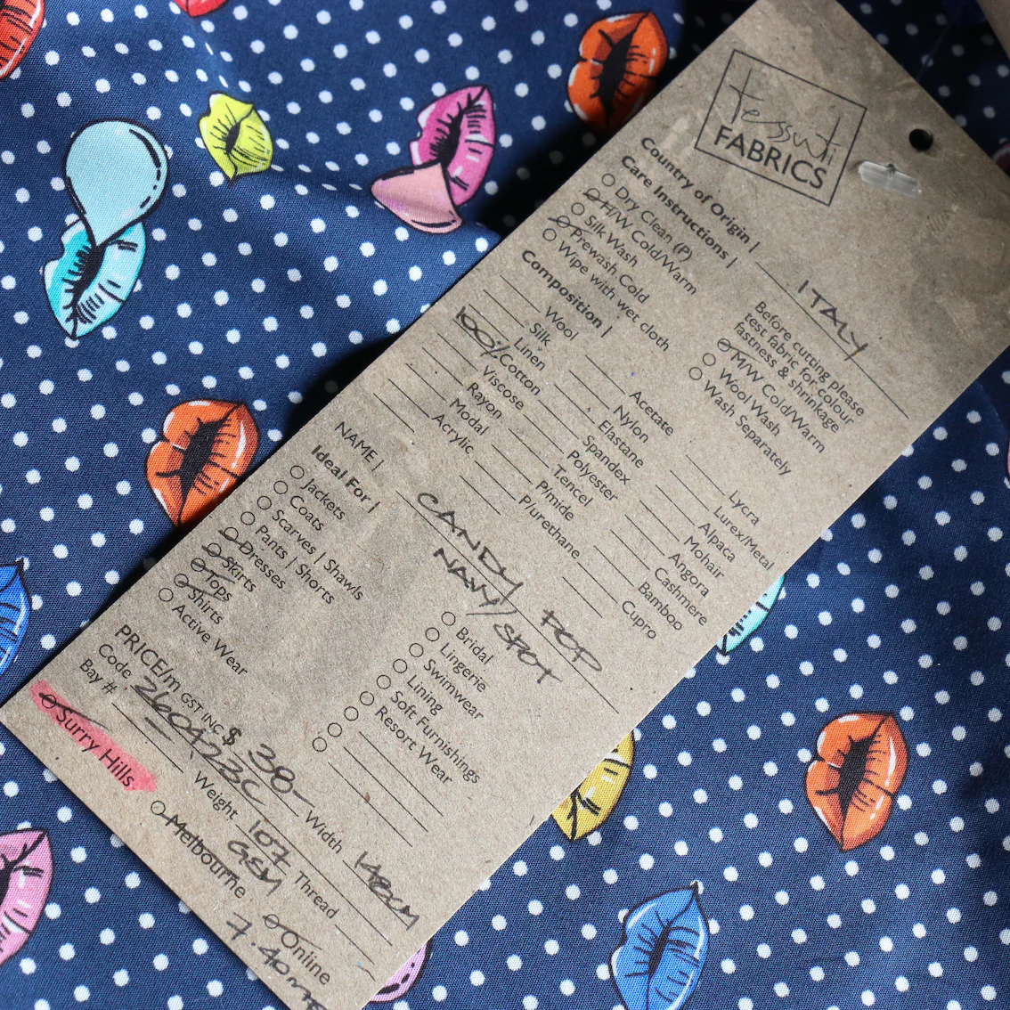 Candy Navy/Spot Cotton Shirting - Image 4