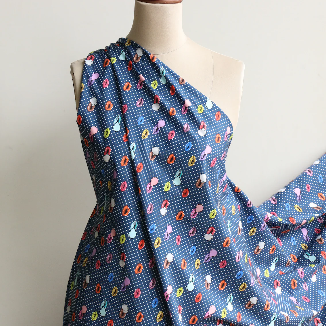 Candy Navy/Spot Cotton Shirting - Image 5