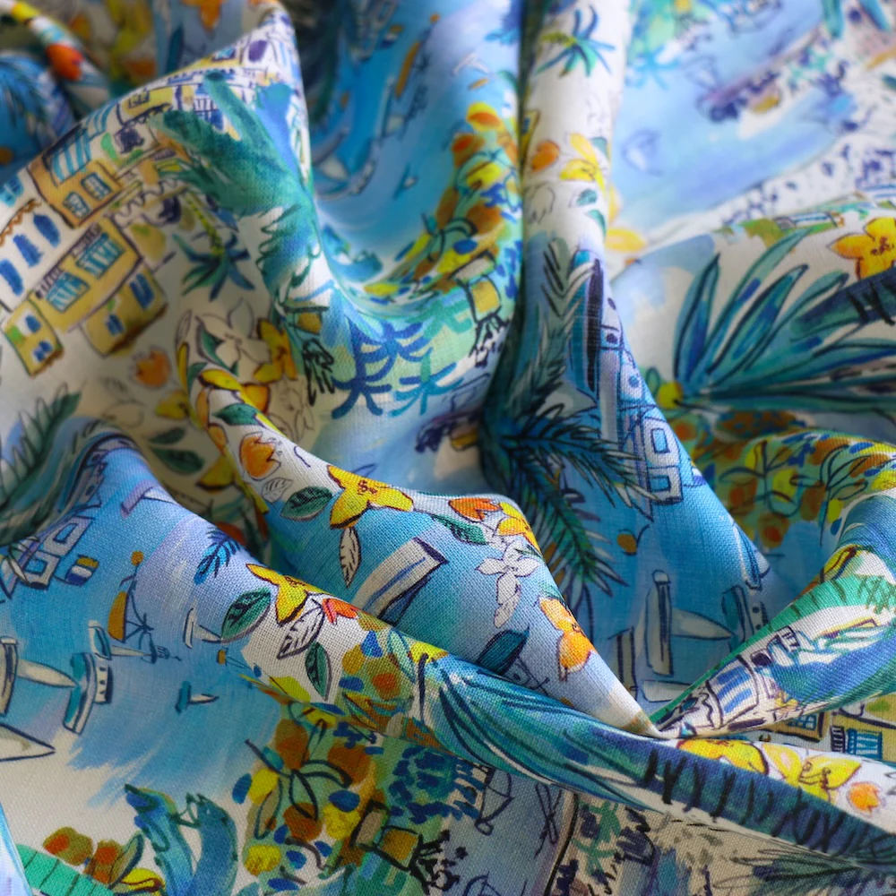 Cape Vista Blue/Yellow - Liberty Sycamore Linen - Image 2