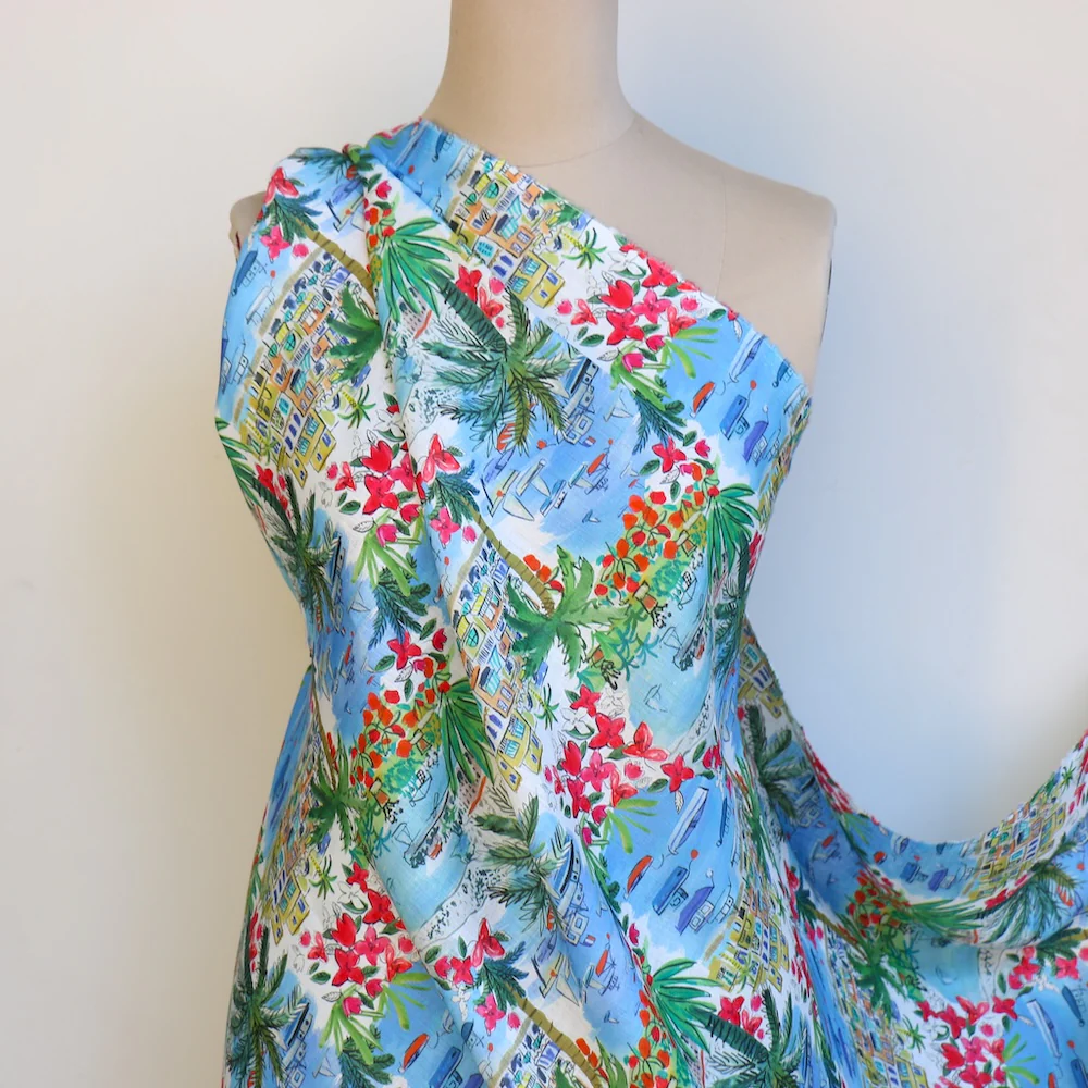 Cape Vista Red/Blue - Liberty Sycamore Linen - Image 6
