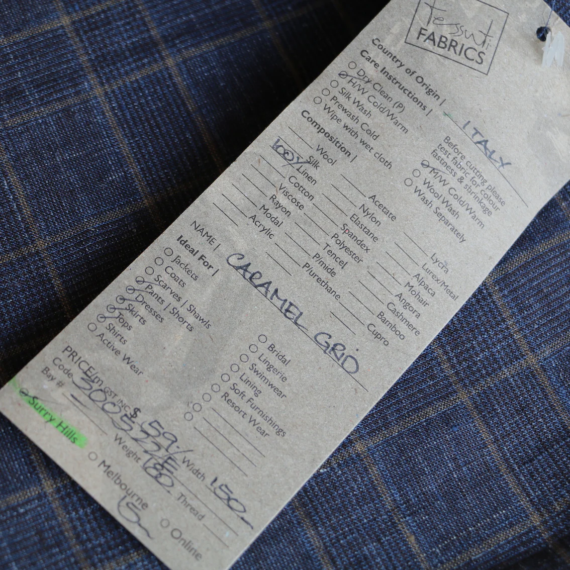 Caramel Grid Linen Check - Image 3