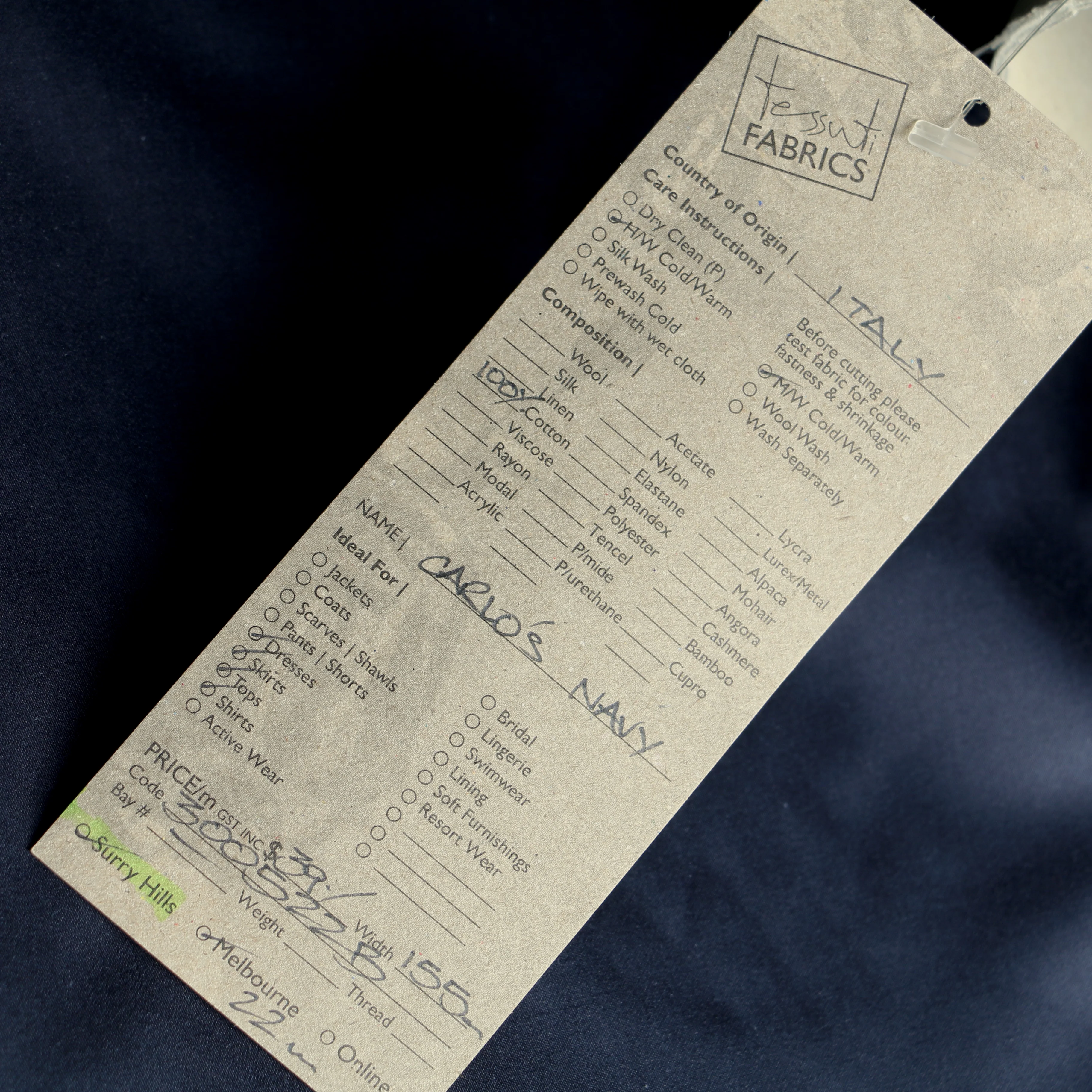 Carlo's Navy Cotton Poplin - Image 3