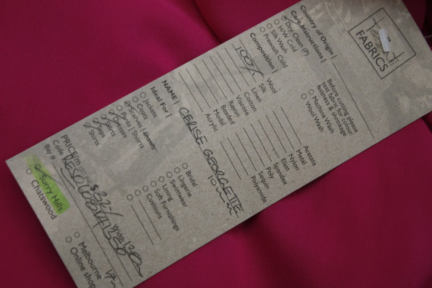 Cerise Georgette - 10mm - Image 2