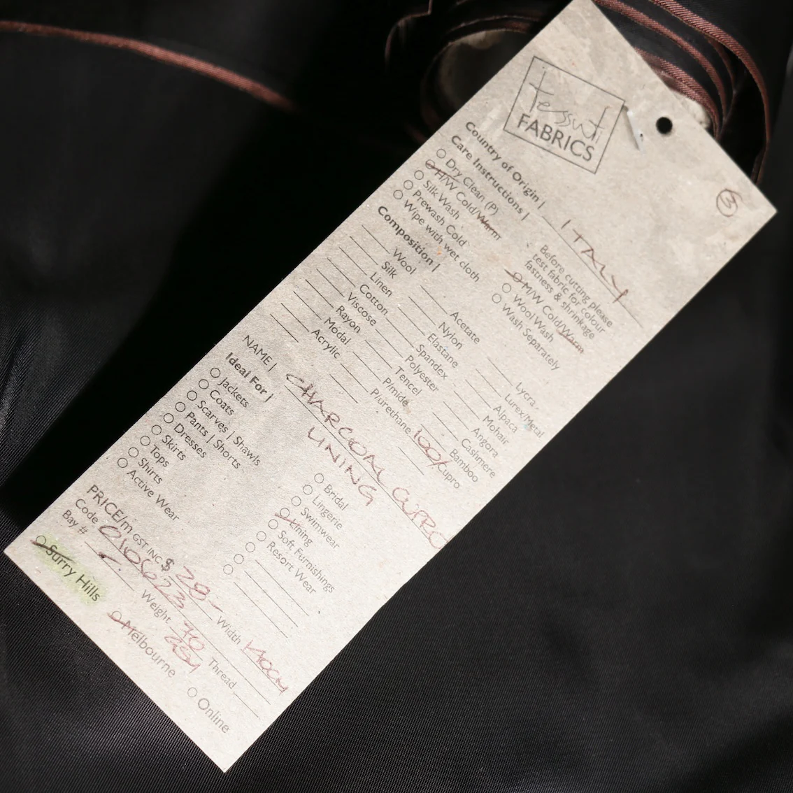 Charcoal Cupro Lining - Image 3