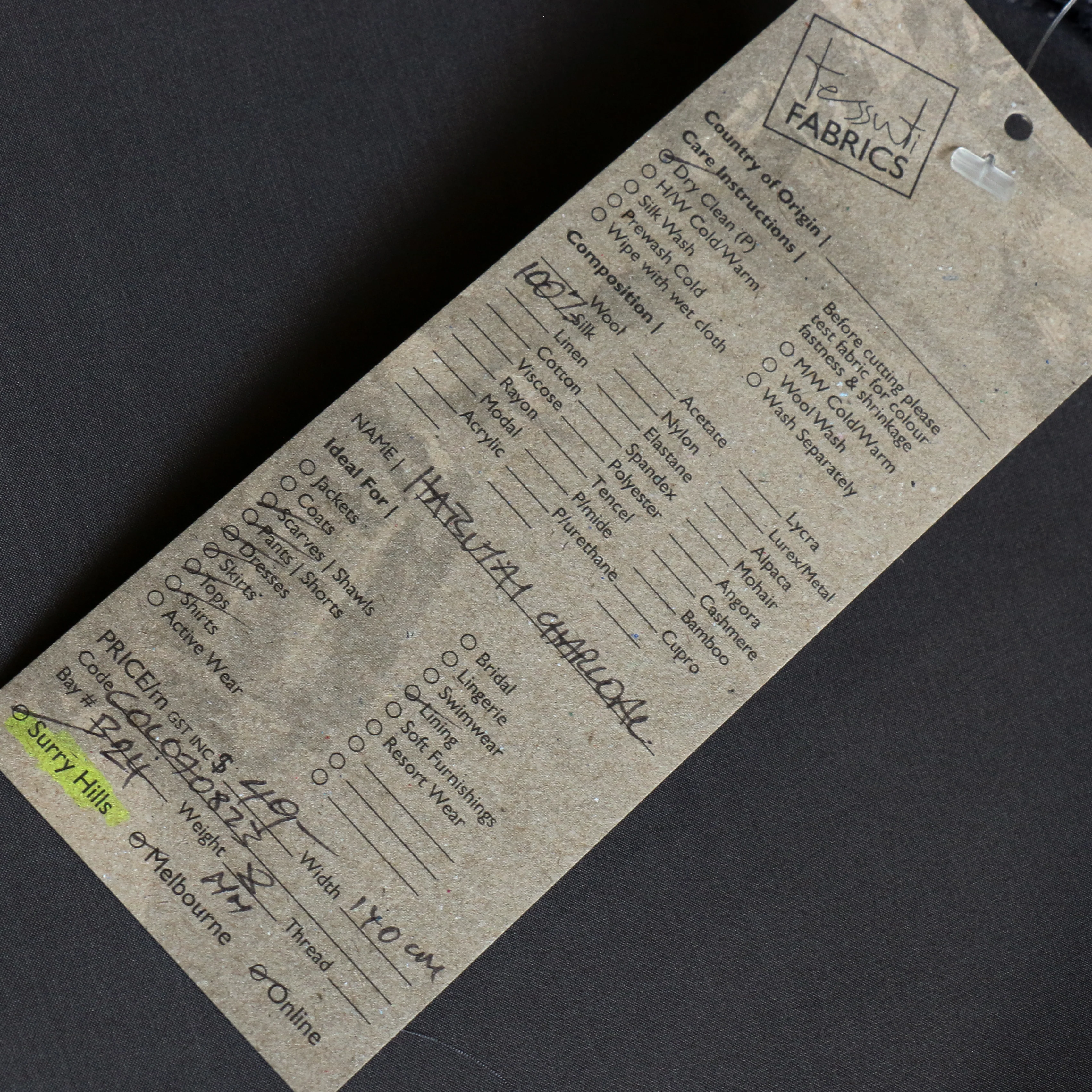 Charcoal Habutai Silk - Image 3