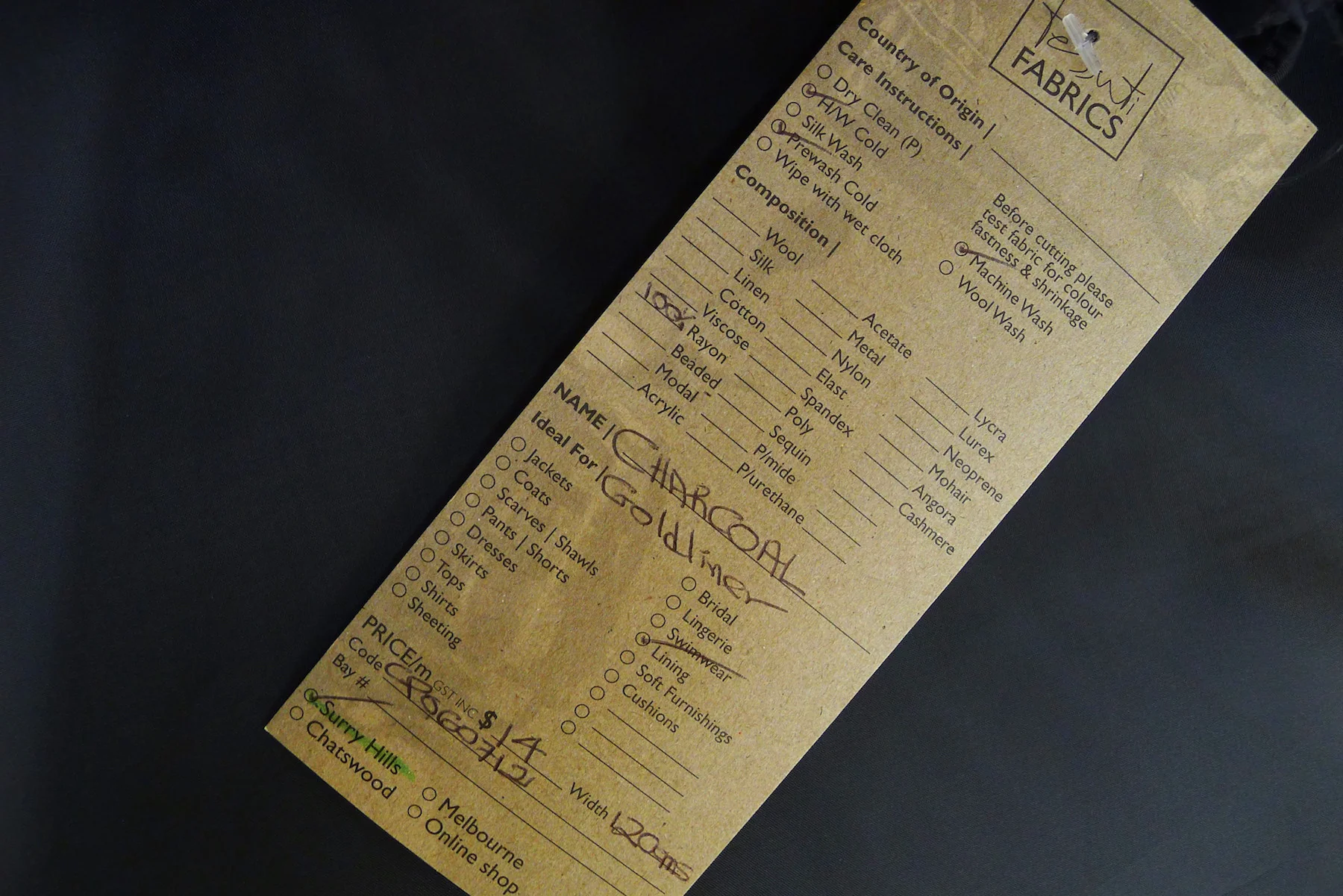 Charcoal Rayon Lining - Image 4