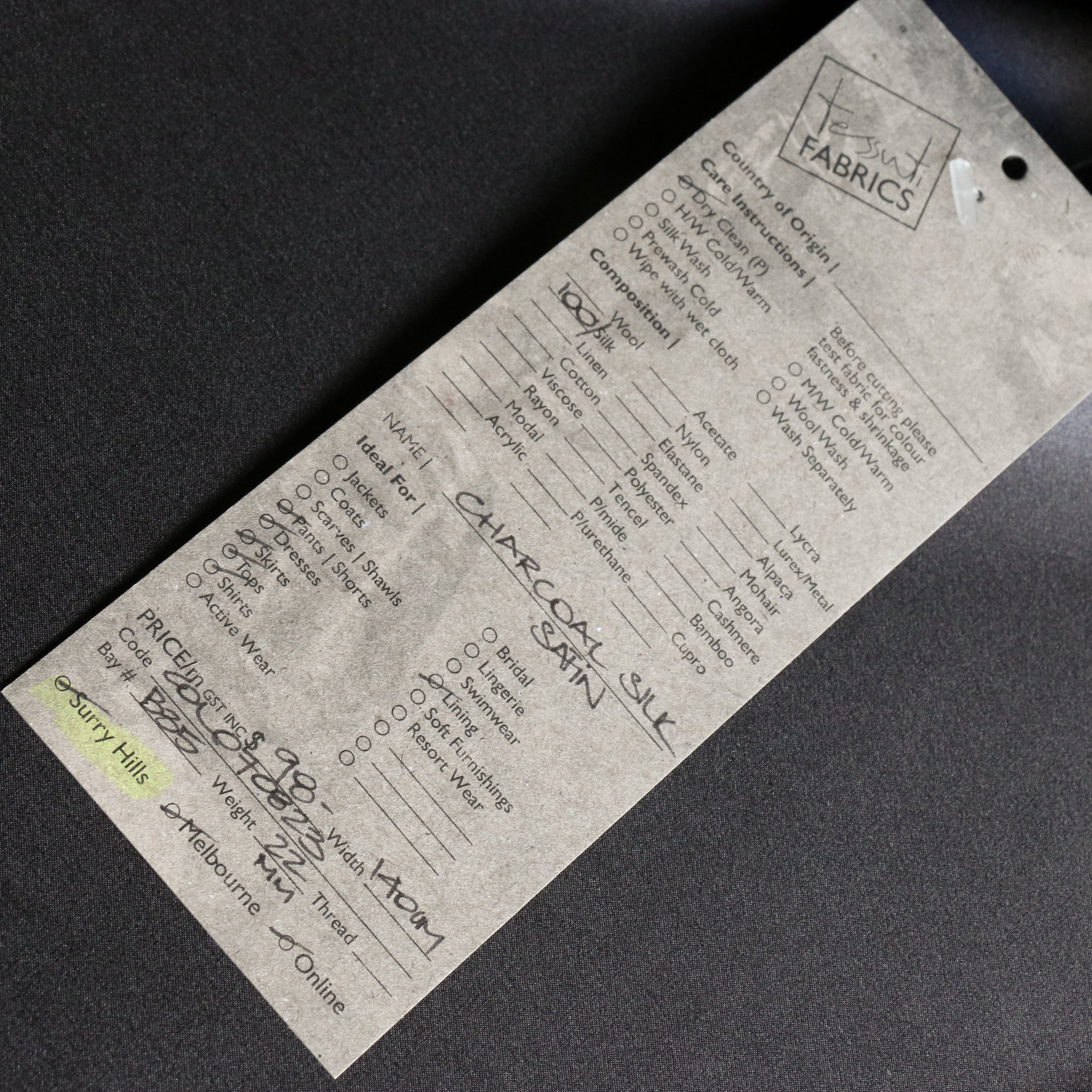 Charcoal Silk Satin - 22mm - Image 4