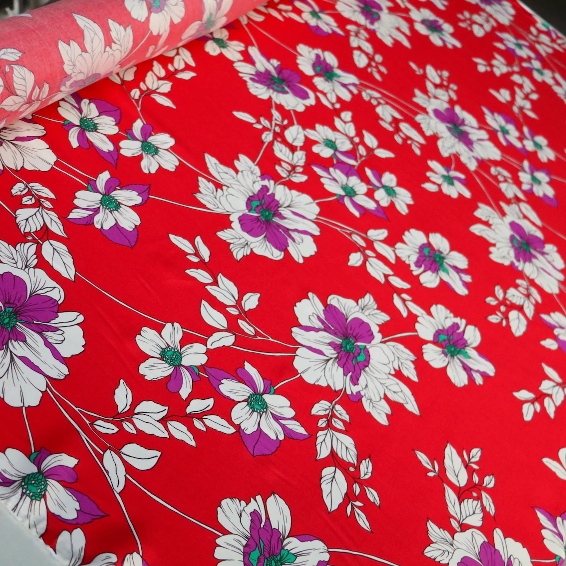 Chilli Blooms Viscose Poplin Sateen - Image 4