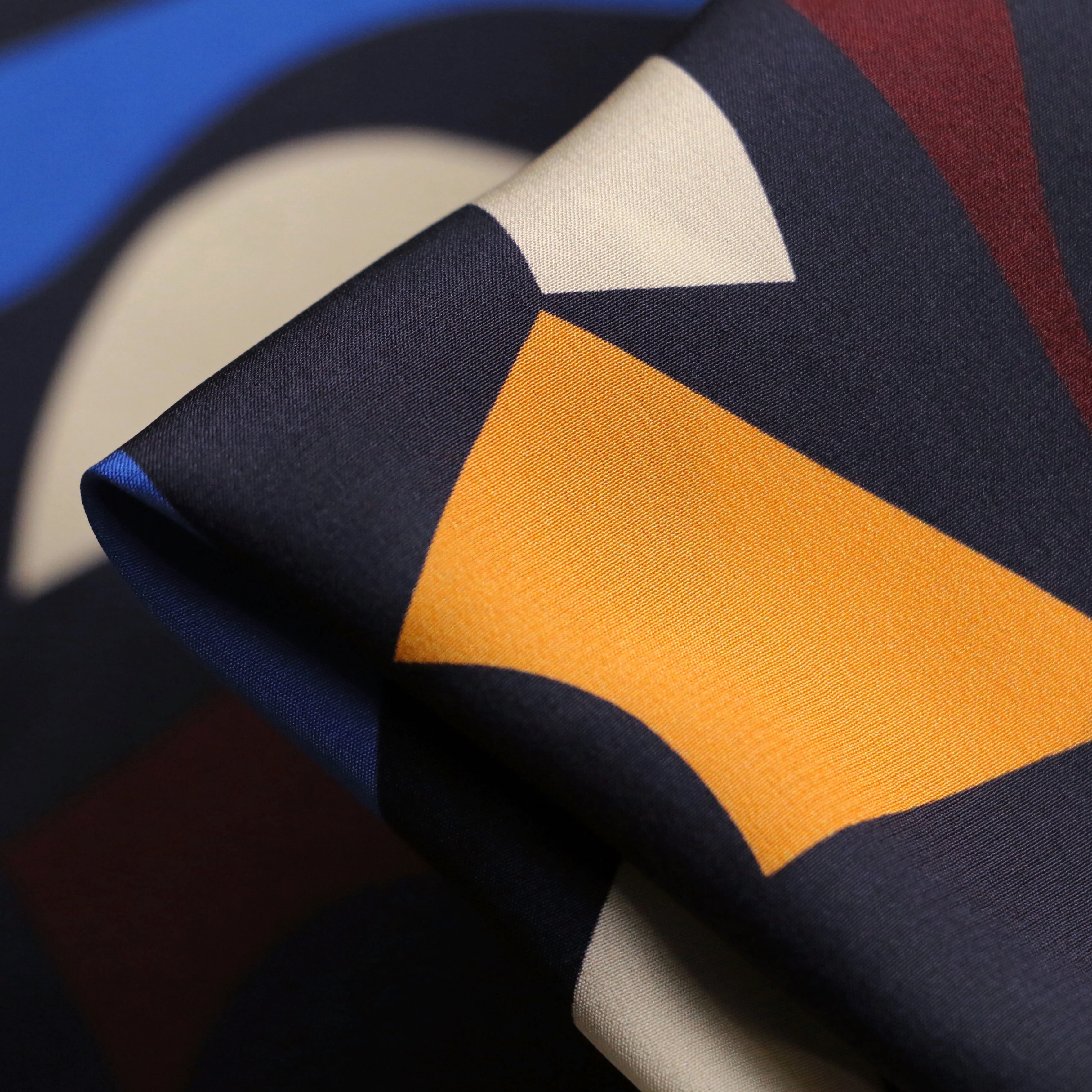 Chirico Blu Silk Crepe De Chine