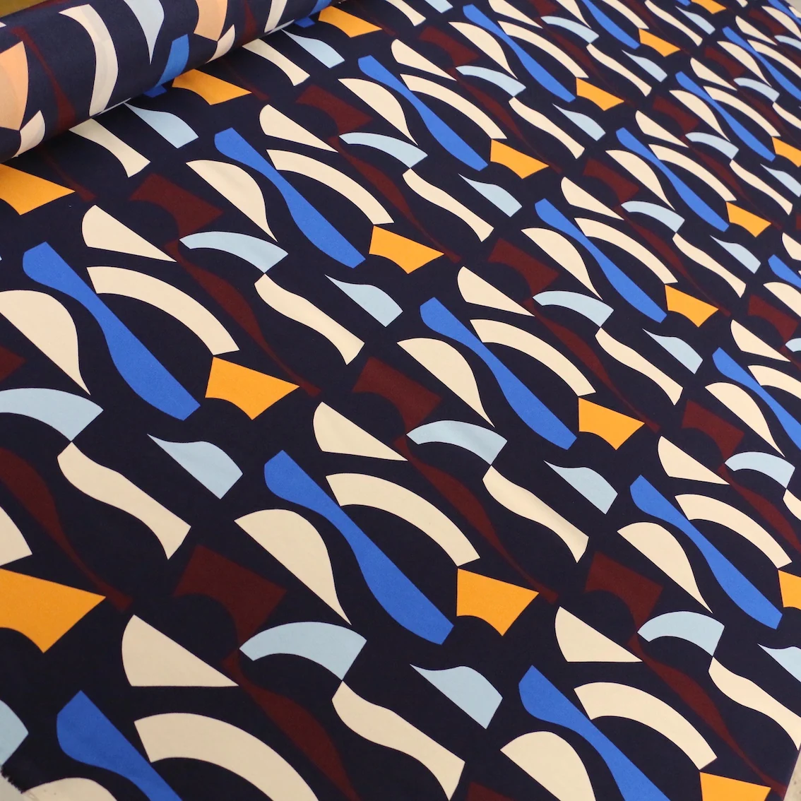 Chirico Blu Silk Crepe De Chine - Image 4