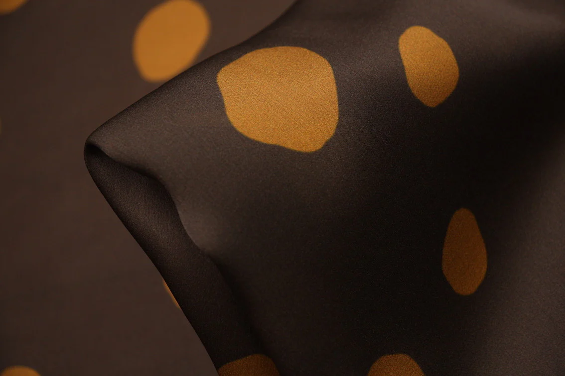 Choc Coated Caramel Silk Satin Chiffon