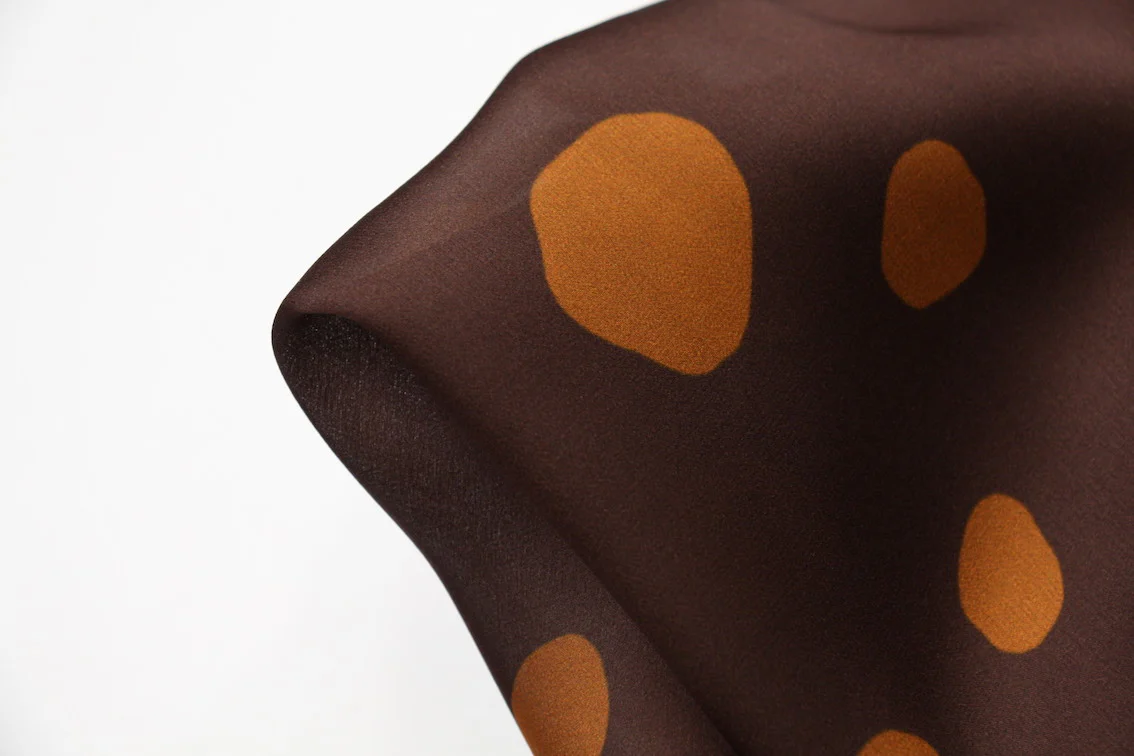 Choc Coated Caramel Silk Satin Chiffon - Image 2