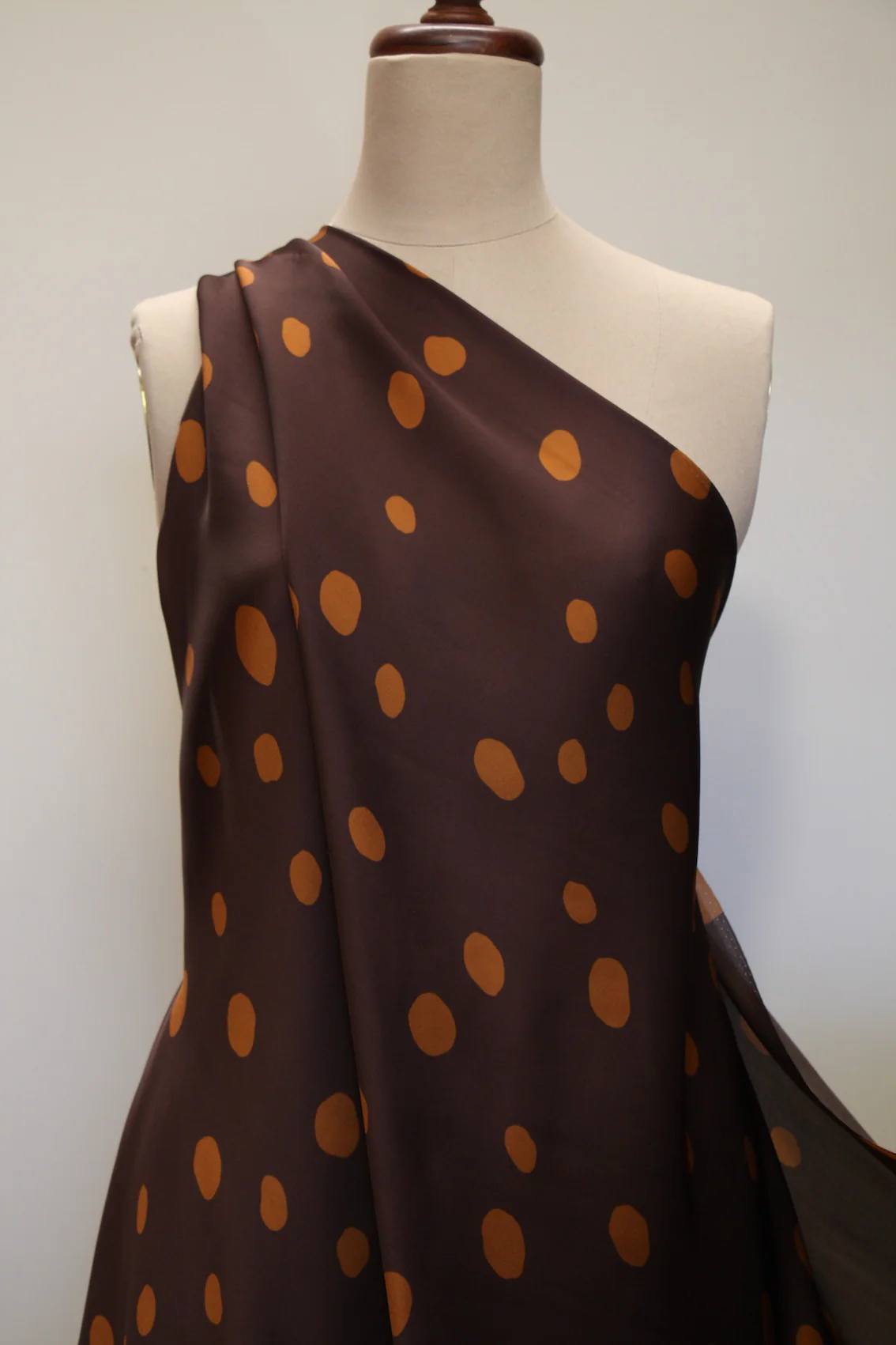 Choc Coated Caramel Silk Satin Chiffon - Image 5