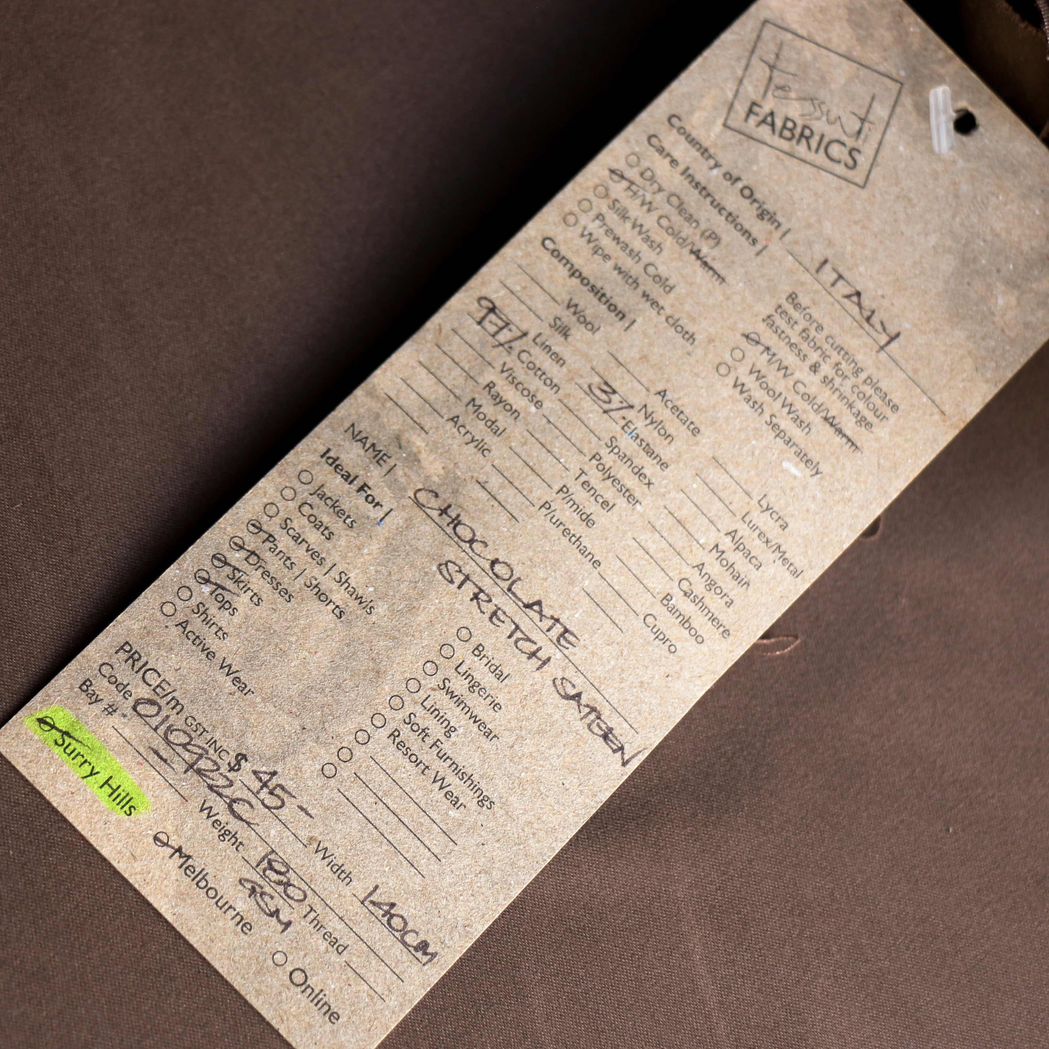 Chocolate Stretch Sateen - Image 3