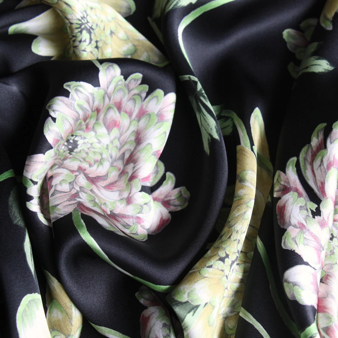 Chrysanthemum Onyx Silk Satin - Image 2