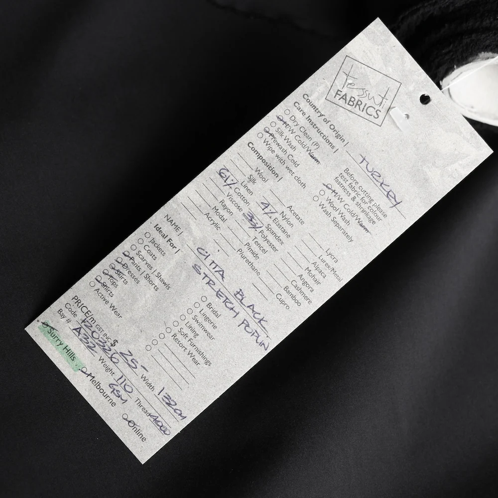 Citta Black Stretch Poplin - Image 3