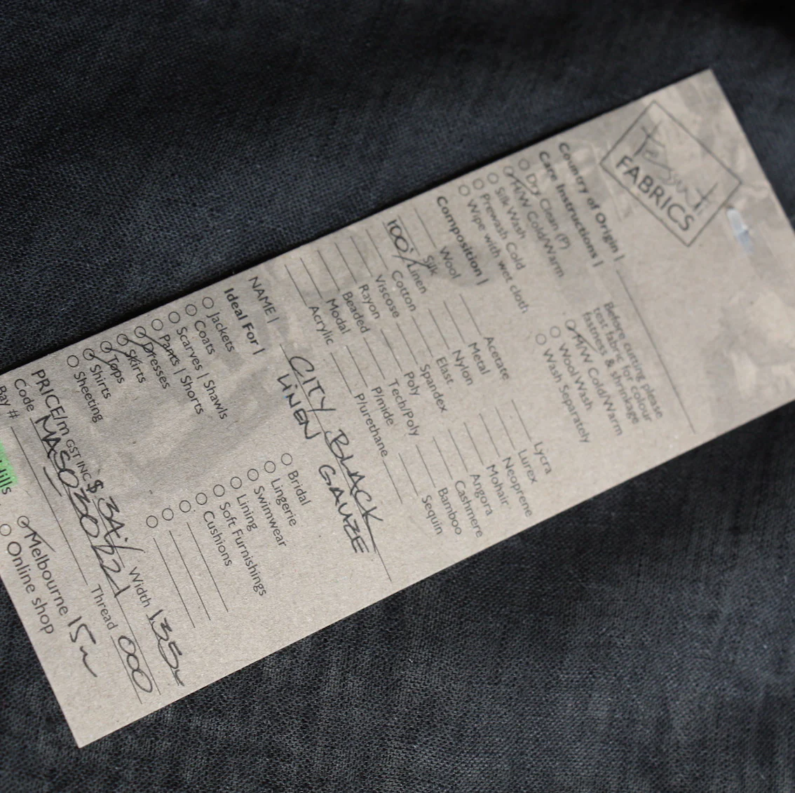City Black Linen Gauze - Image 3