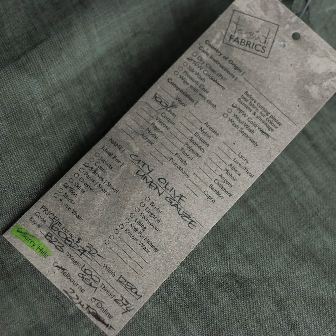 City Olive Linen Gauze - Image 3
