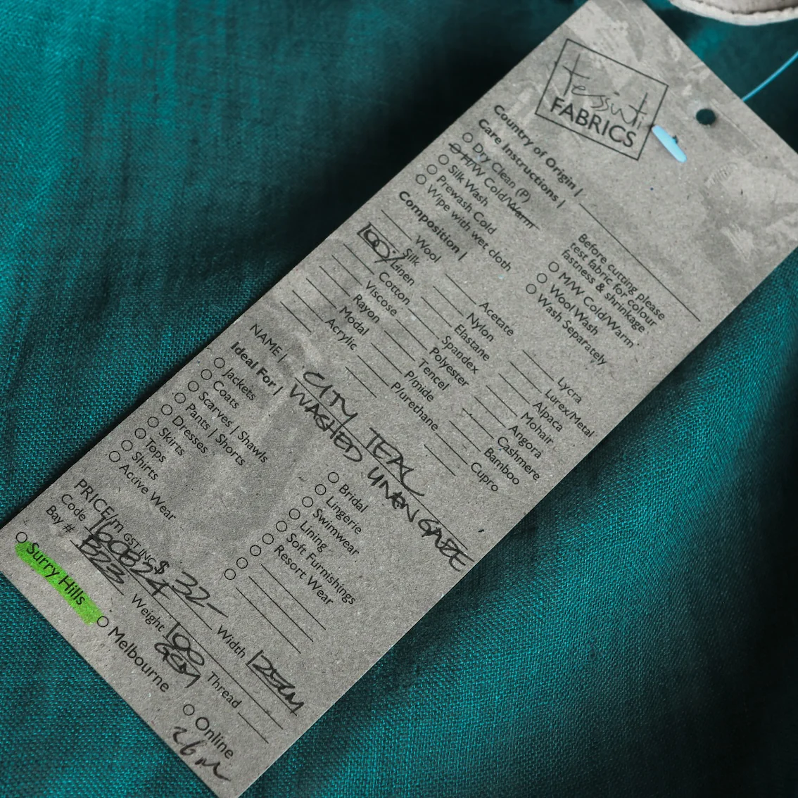City Teal Linen Gauze - Image 3