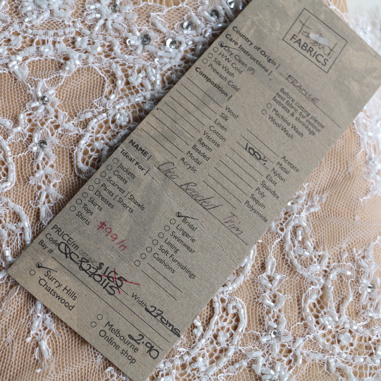 Cleo Beaded - Lace Trim - 27cm - Image 3