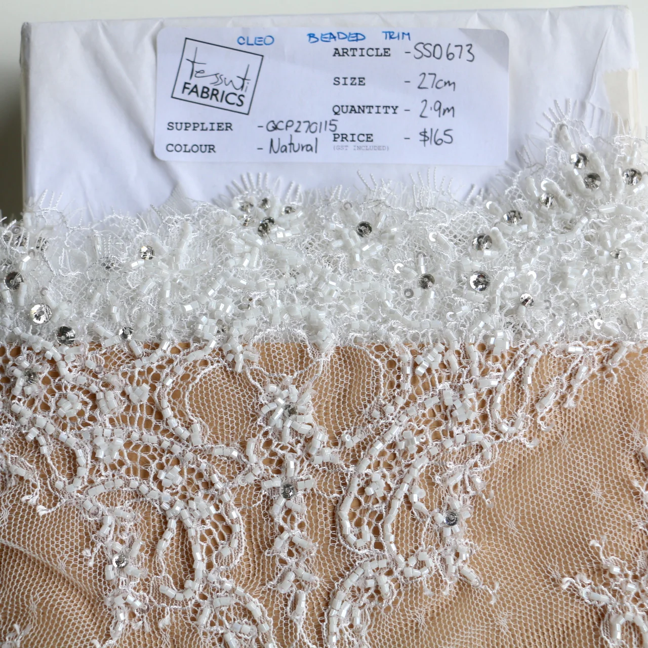 Cleo Beaded - Lace Trim - 27cm - Image 4