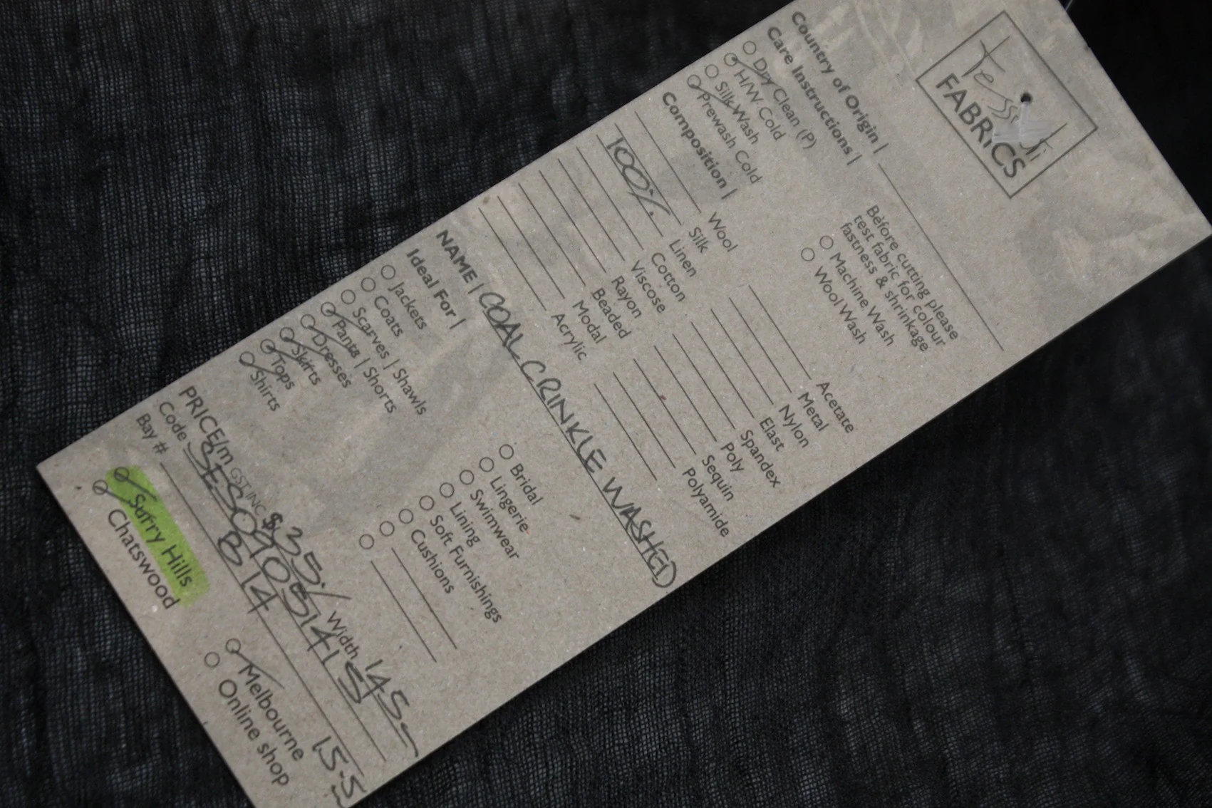 Coal Crinkled Washed Linen - Image 3