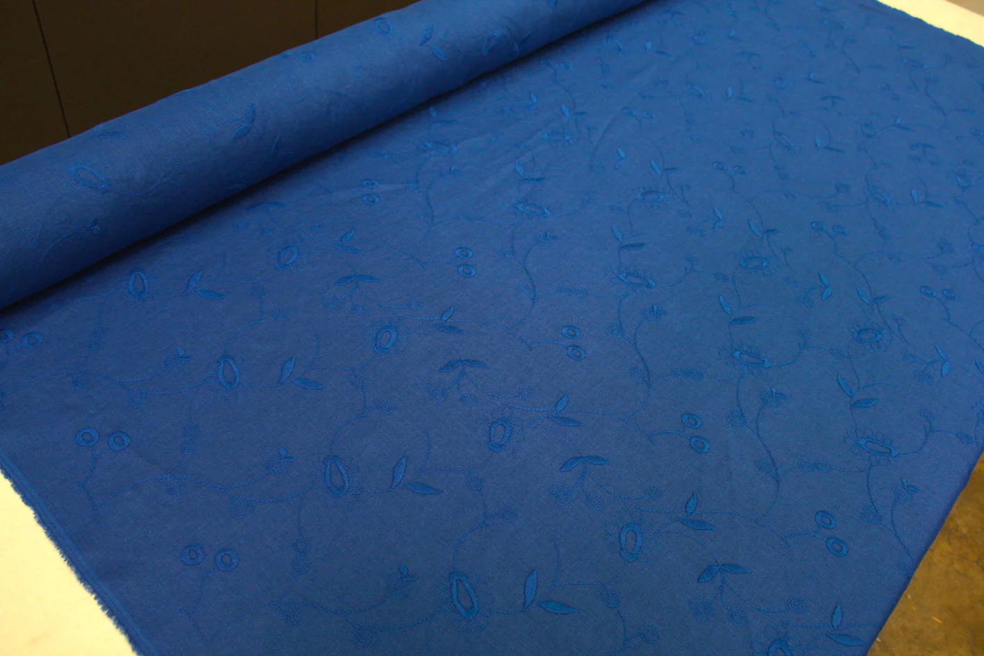 Cobalt Blue Embroidered Linen - Image 2