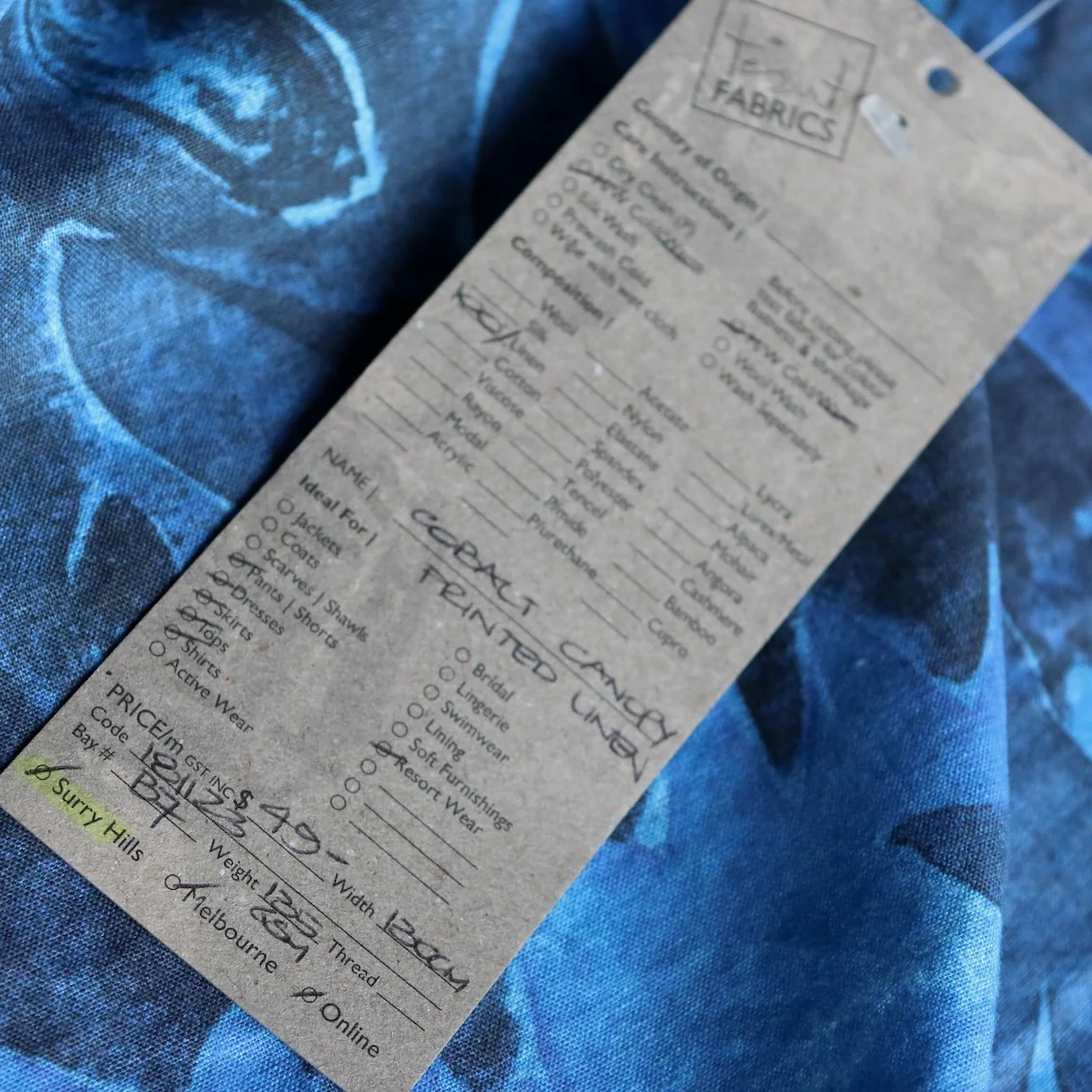 Cobalt Canopy Washed Printed Linen - Image 5