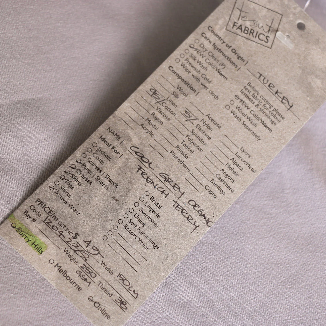 Cool Grey Organic French Terry - Image 3