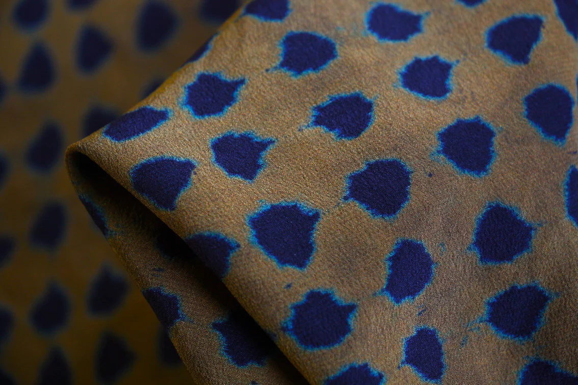 Copper Ink Spot Silk Crepe De Chine