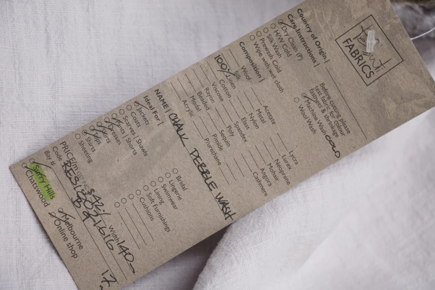 Chalk Pebble Washed Linen - Image 2