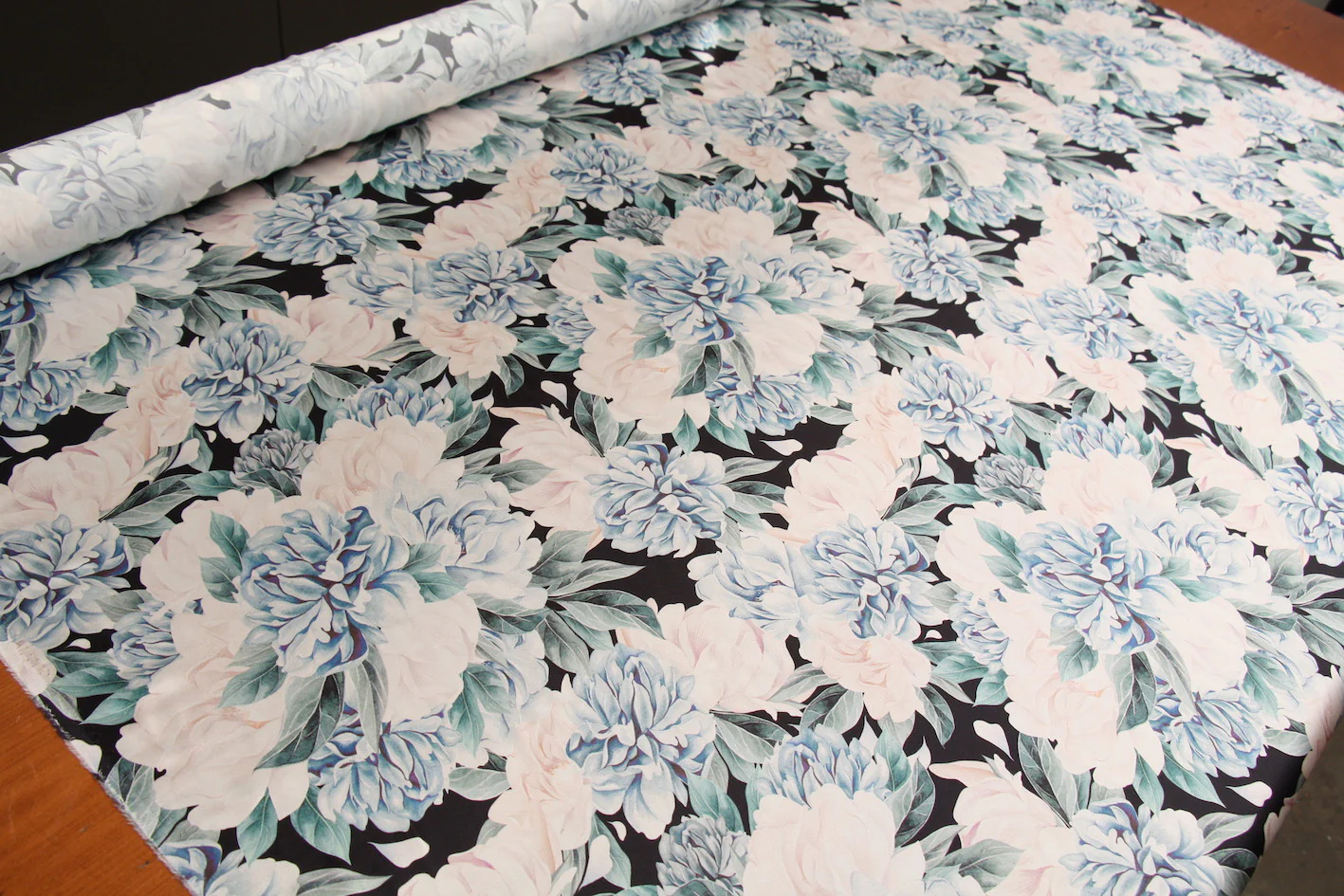 Ellie's Garden Teal Silk Satin - Image 4