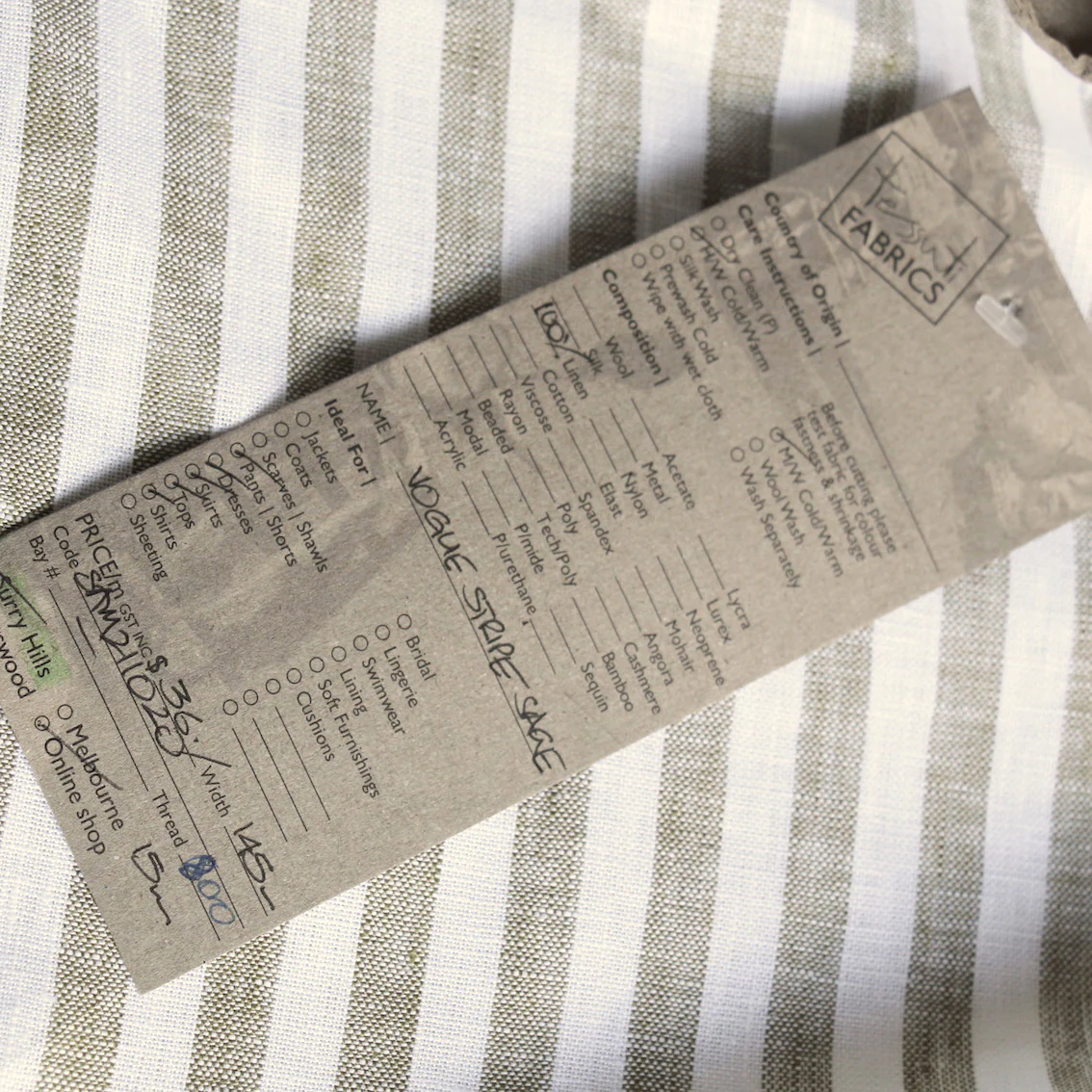 Vogue Stripe Sage Linen - Image 4
