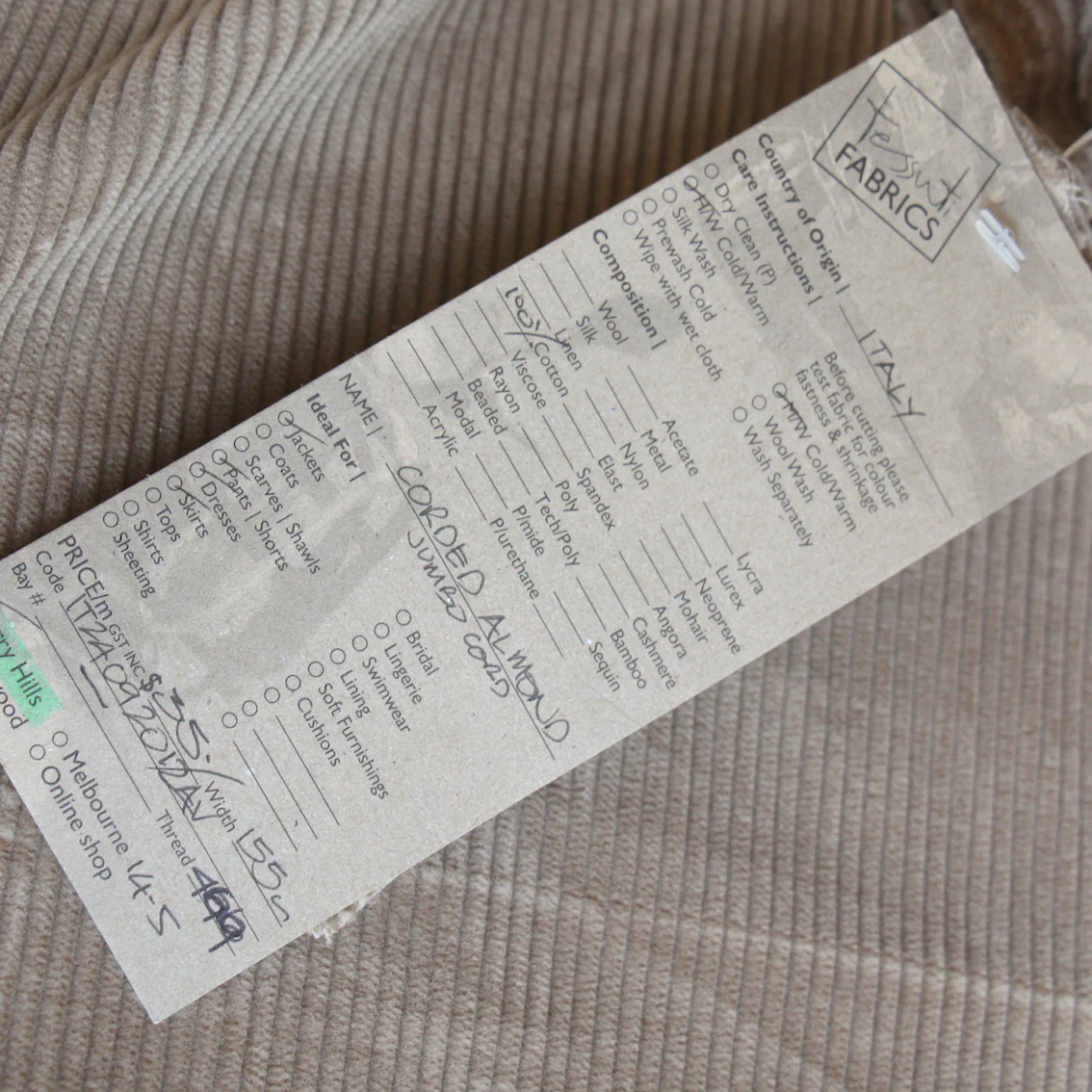 Corded Almond - Jumbo Corduroy - Image 3