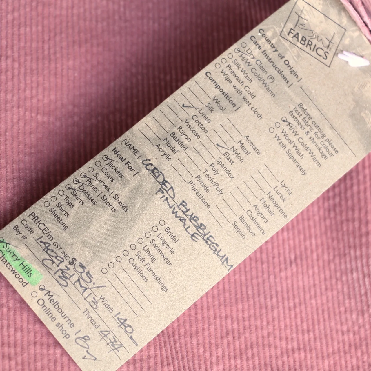 Corded Bubblegum - Stretch Corduroy - Image 3