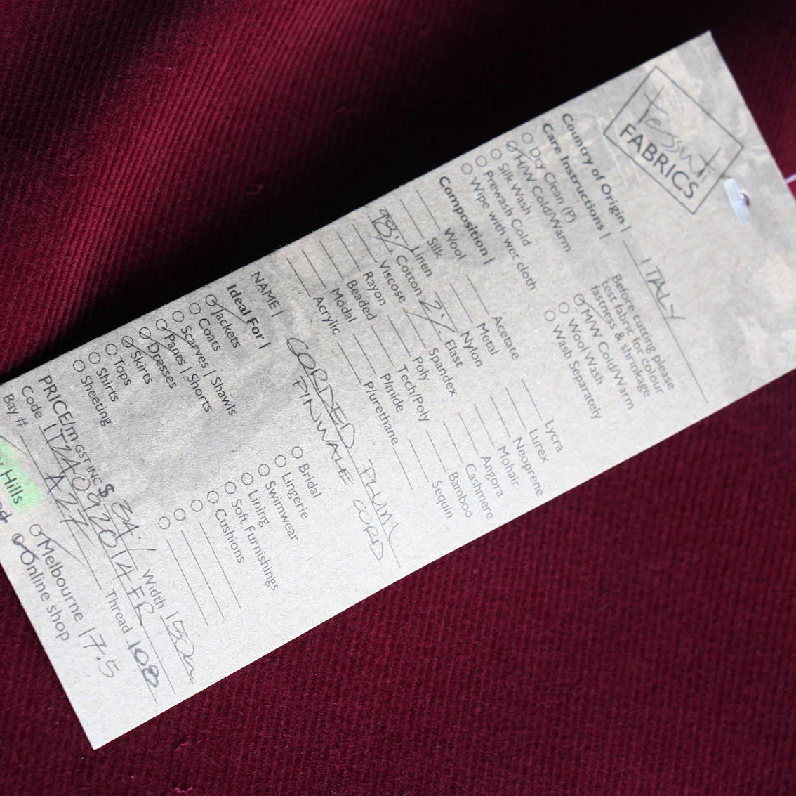 Corded Plum - Stretch Corduroy - Image 3