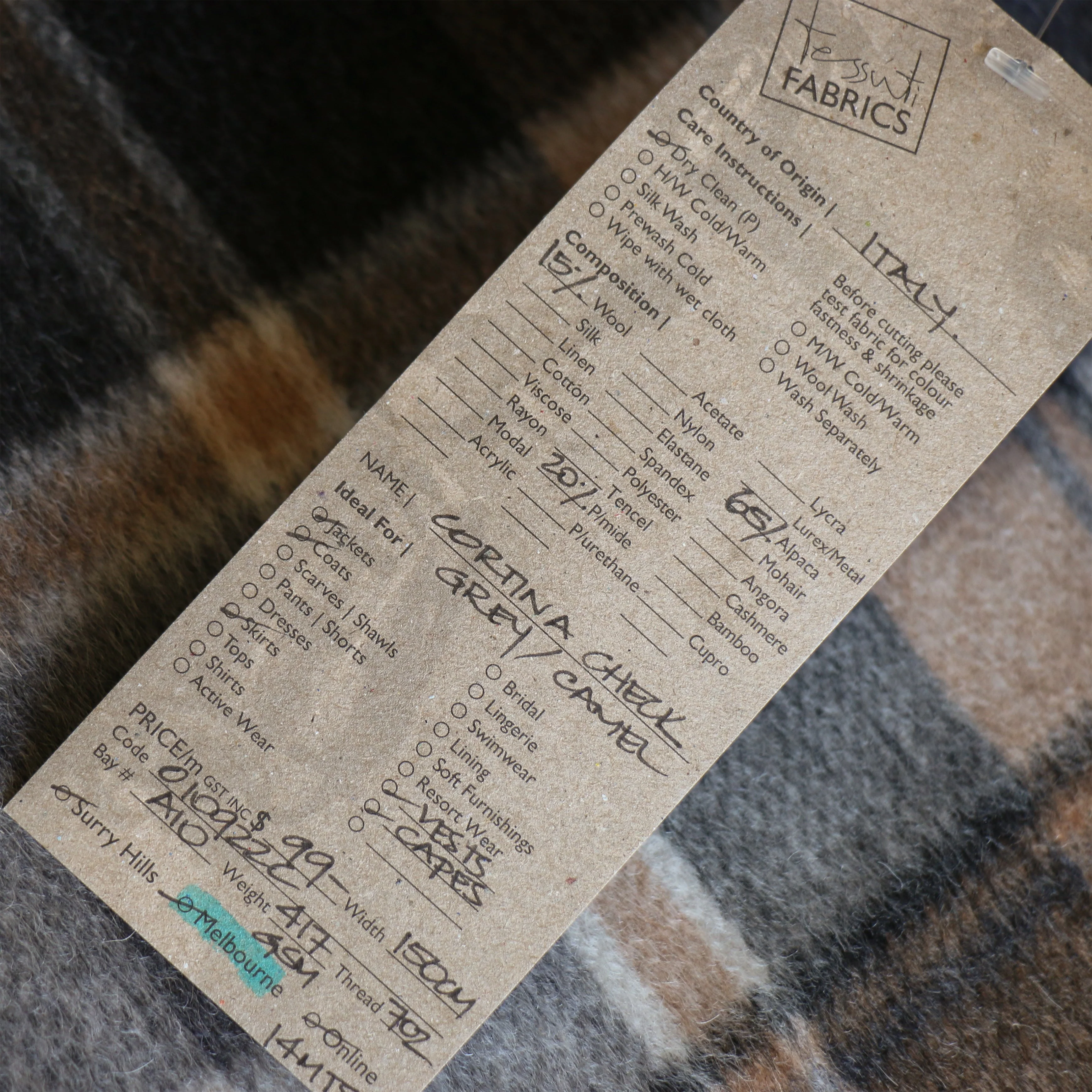 Cortina Check Grey/Camel Coating - Image 4