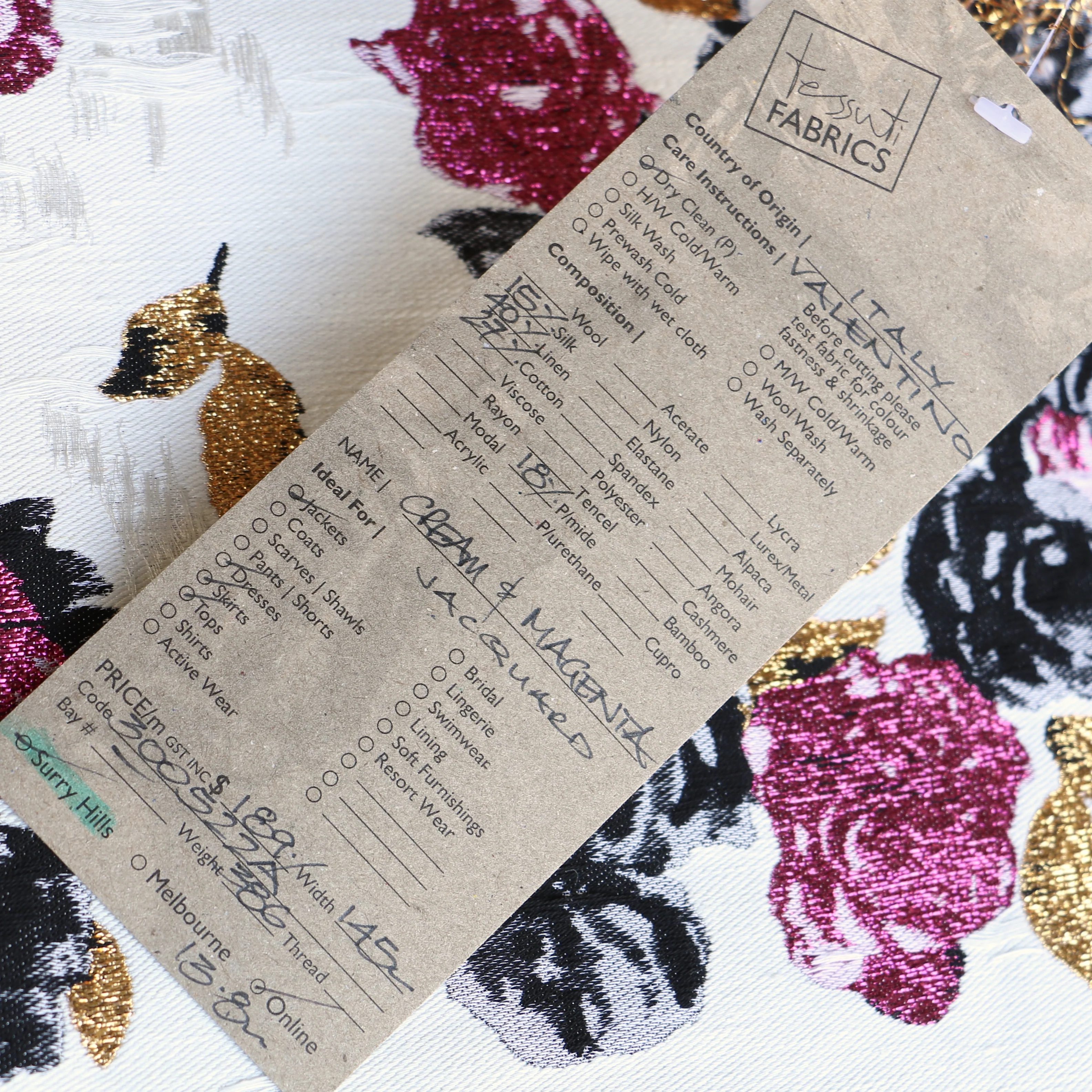 Cream & Magenta Brocade - Image 5