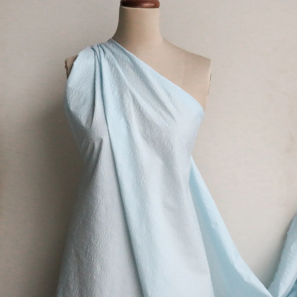 Daiya Ice Blue Seersucker Cotton - Image 4