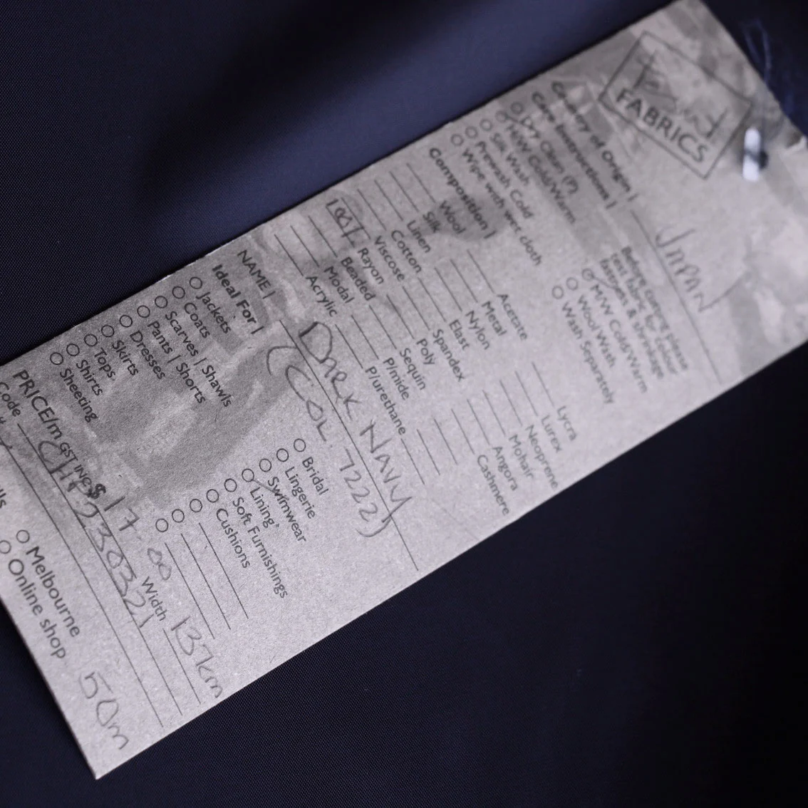 Dark Navy Rayon Lining (137cm wide) - Image 3