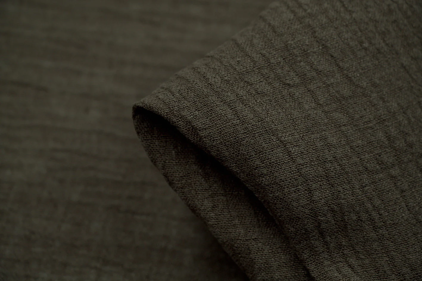 Dark Olive Crinkle Linen