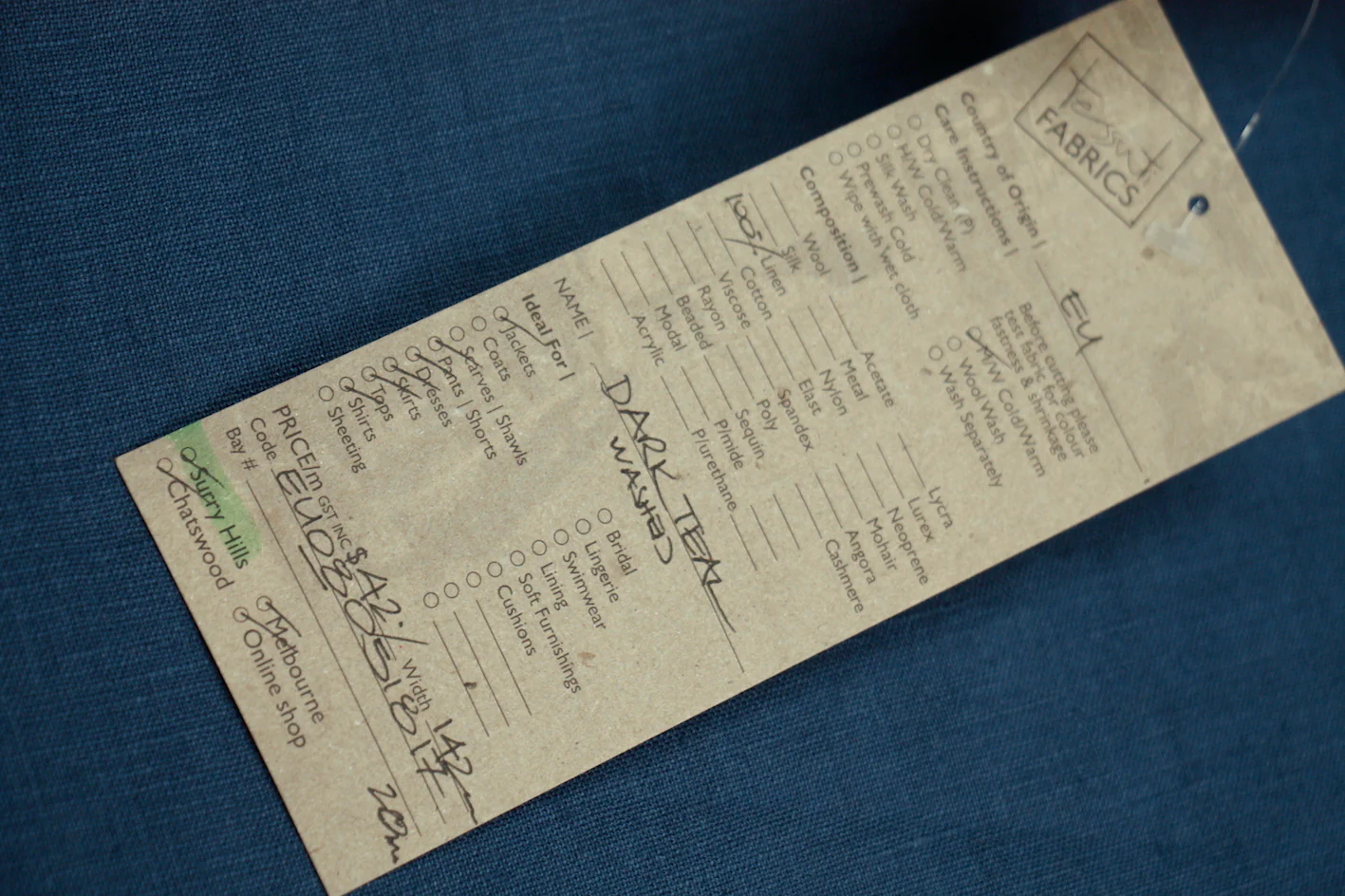Dark Teal Washed Linen - Image 2