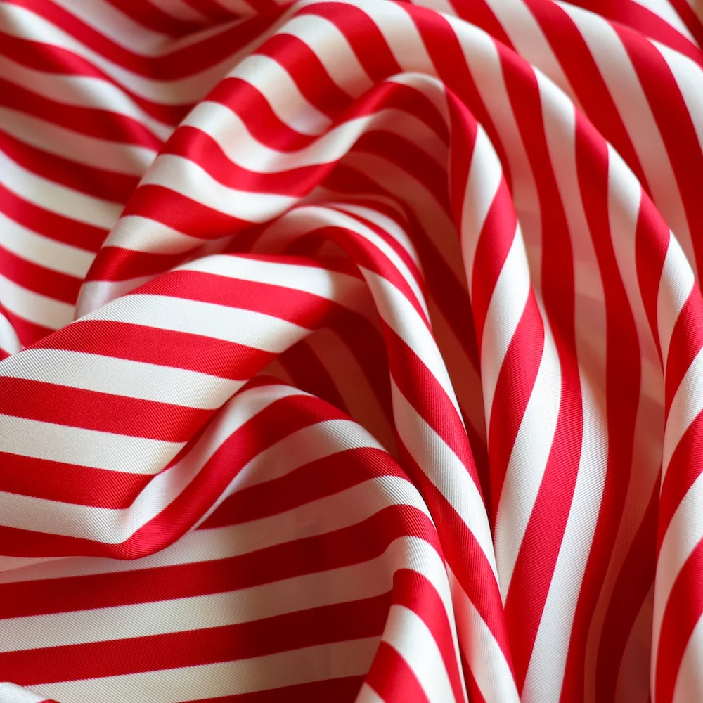 Deauville Stripe Red/Vanilla - Silk Twill - Image 2