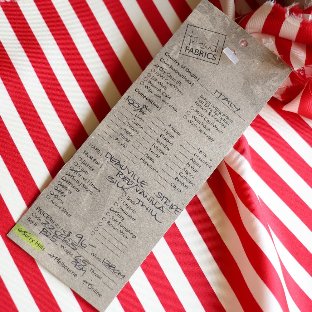 Deauville Stripe Red/Vanilla - Silk Twill - Image 4