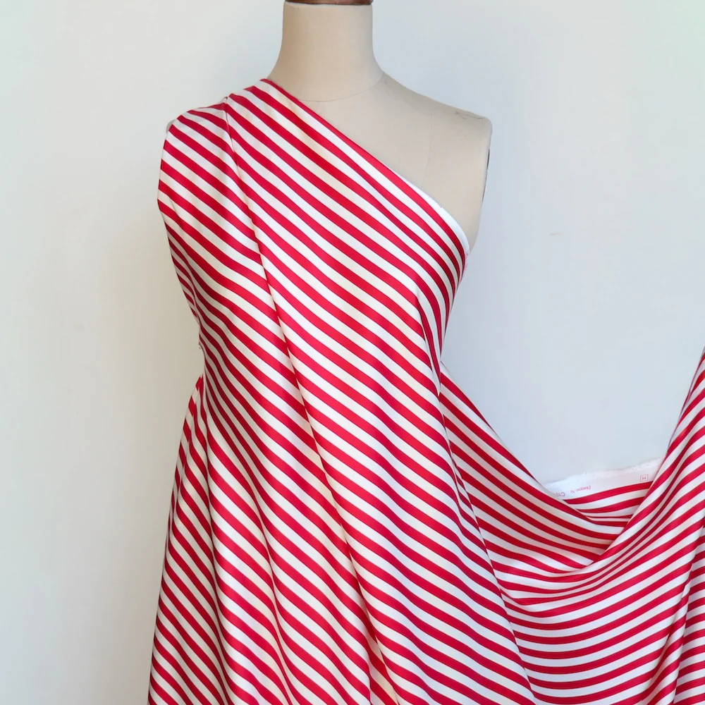 Deauville Stripe Red/Vanilla - Silk Twill - Image 5